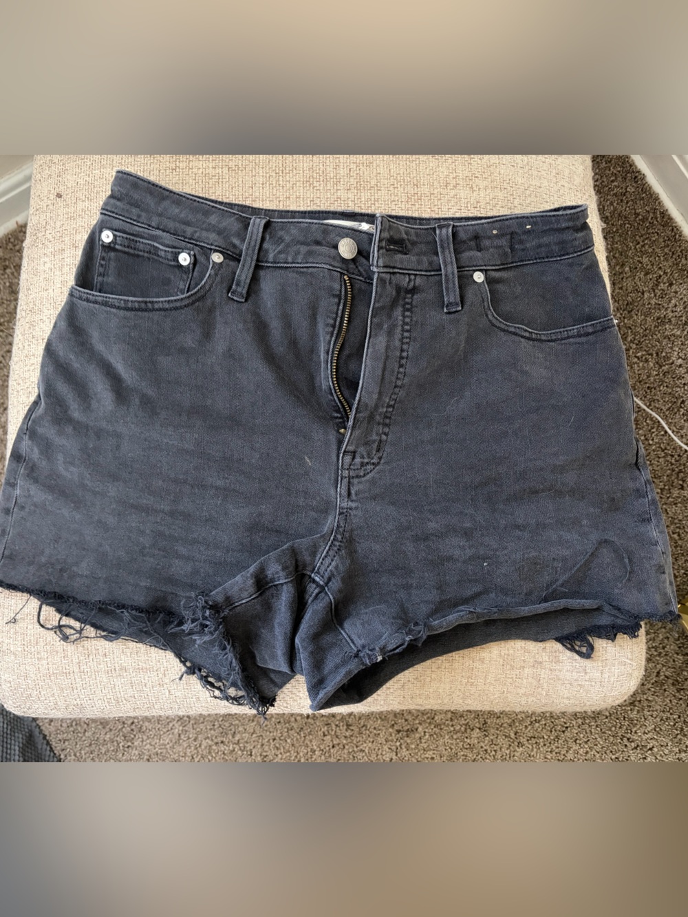 Madewell Black High-Rise Cutoff Denim Shorts